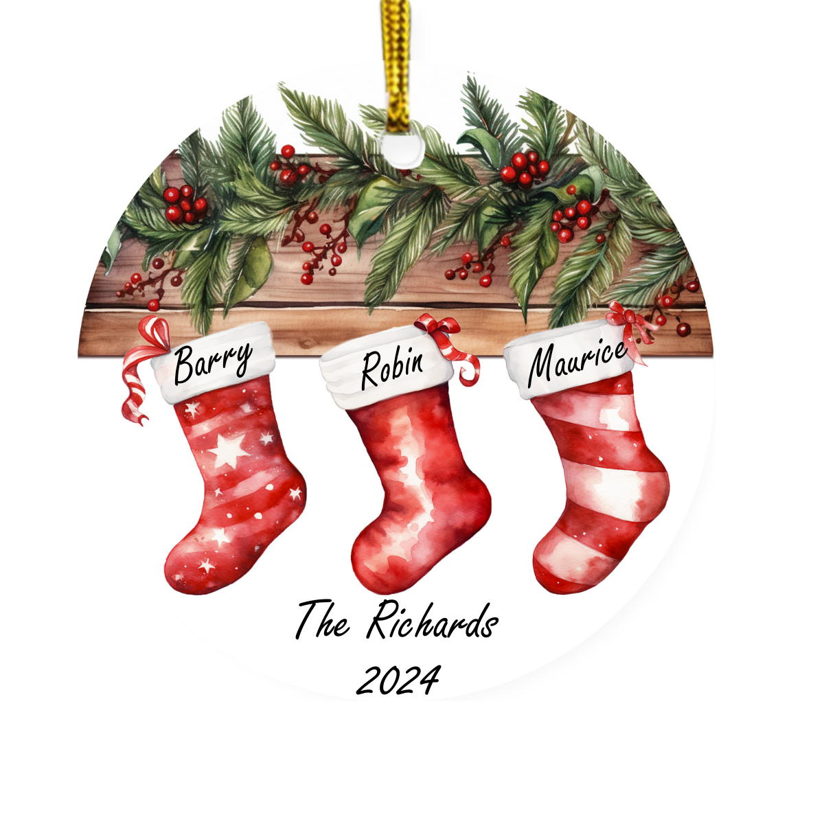 Family stocking 2025 bauble 3 People