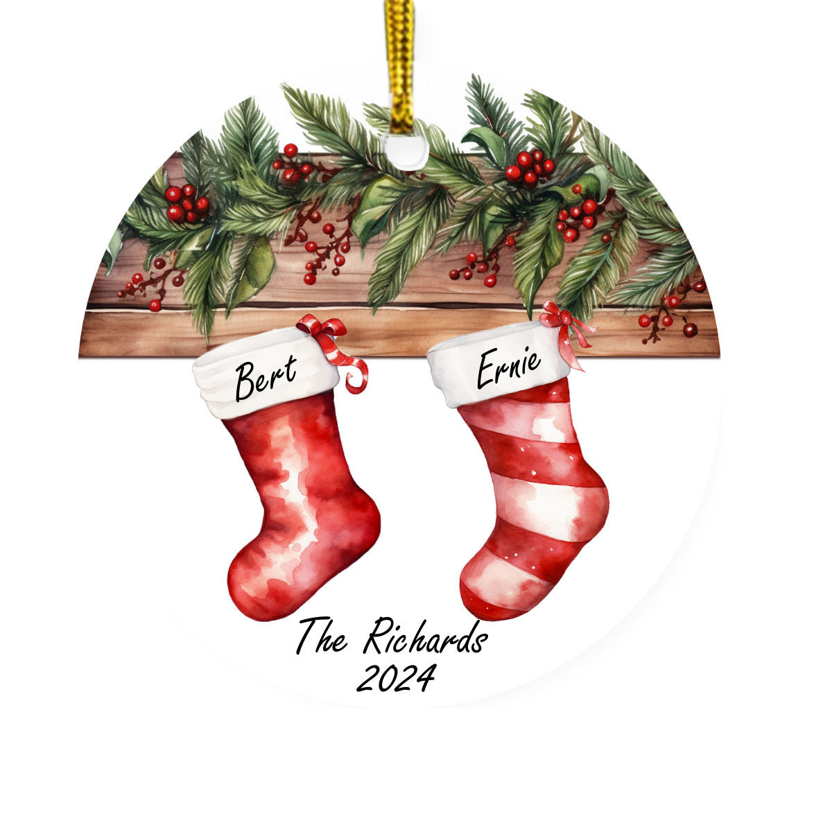 Family stocking 2025 bauble 2 People