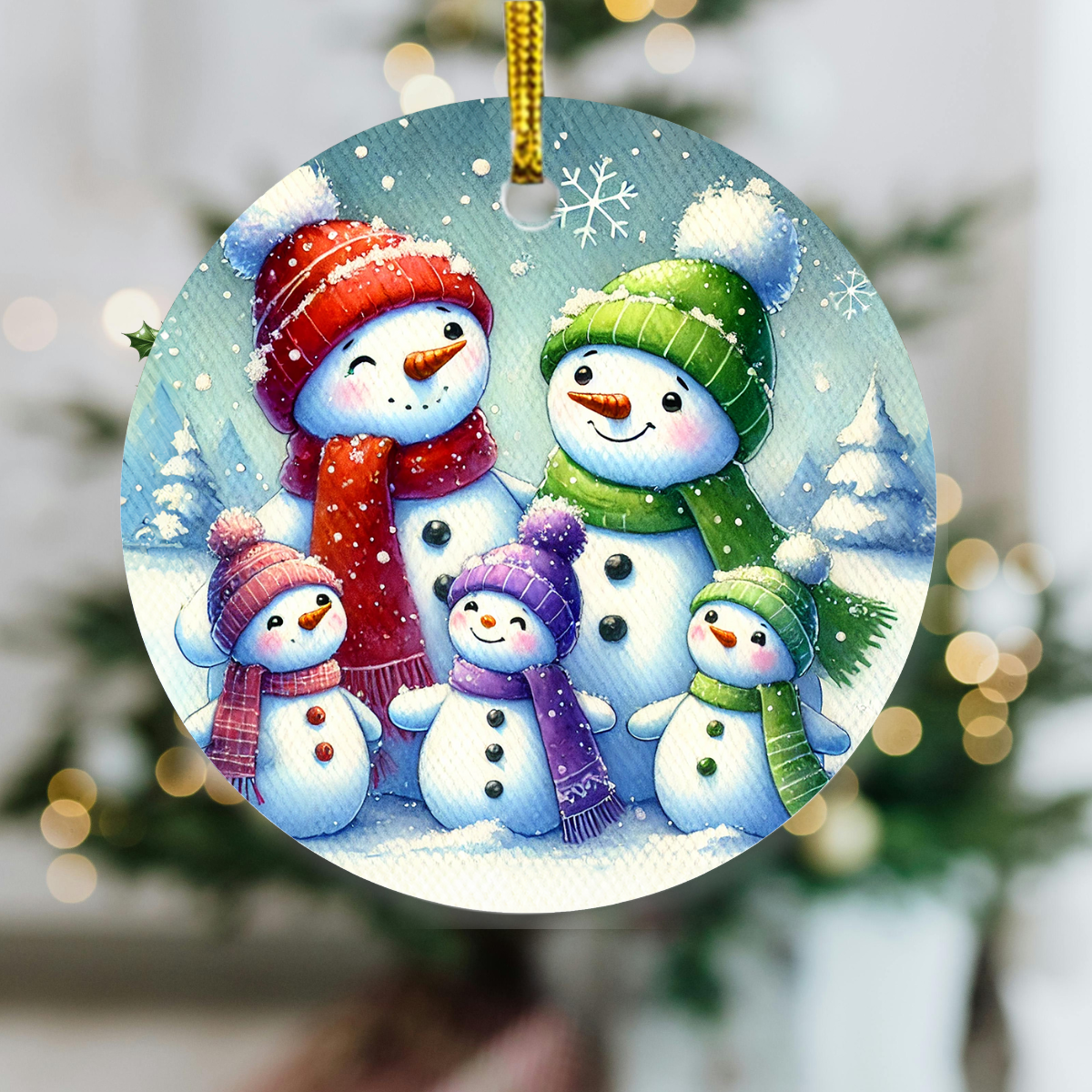 Snowman family of 5 bauble