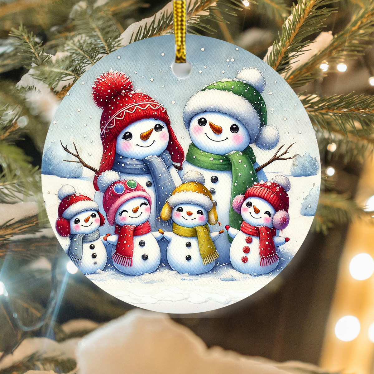 Family of 6 snowman bauble